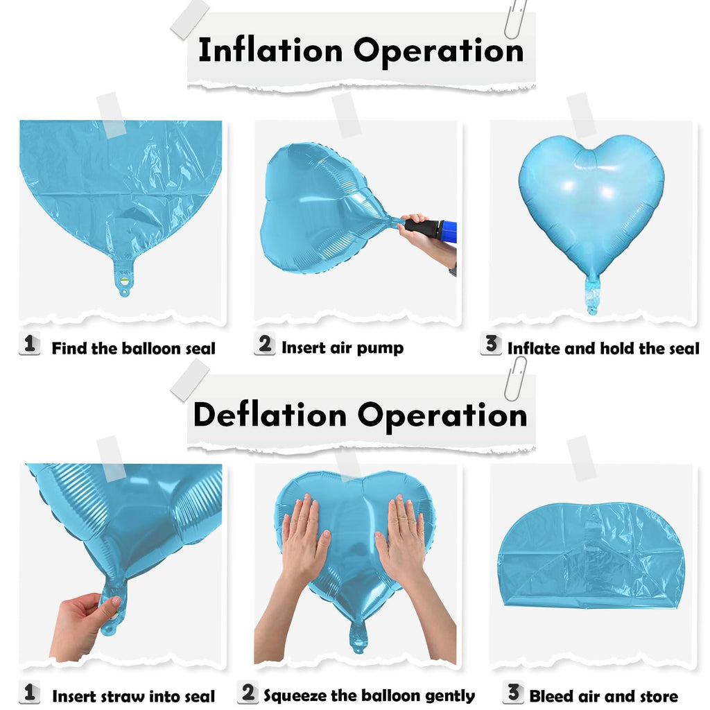 TAOYE Pink & Blue 18-Inch Heart Foil Balloons – Pastel Baby Shower & Gender Reveal Decor