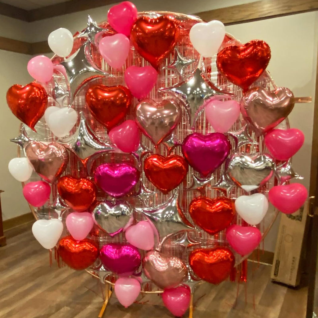 TAOYE Hot Pink Foil Heart Balloons – 12pc 18" Mylar Hearts for Birthdays, Weddings & Valentine Decor
