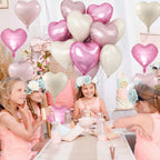 TAOYE Pink White Heart Balloons – 12 Pack 18in Pastel Foil Heart Balloons for Birthday, Baby Shower, Wedding