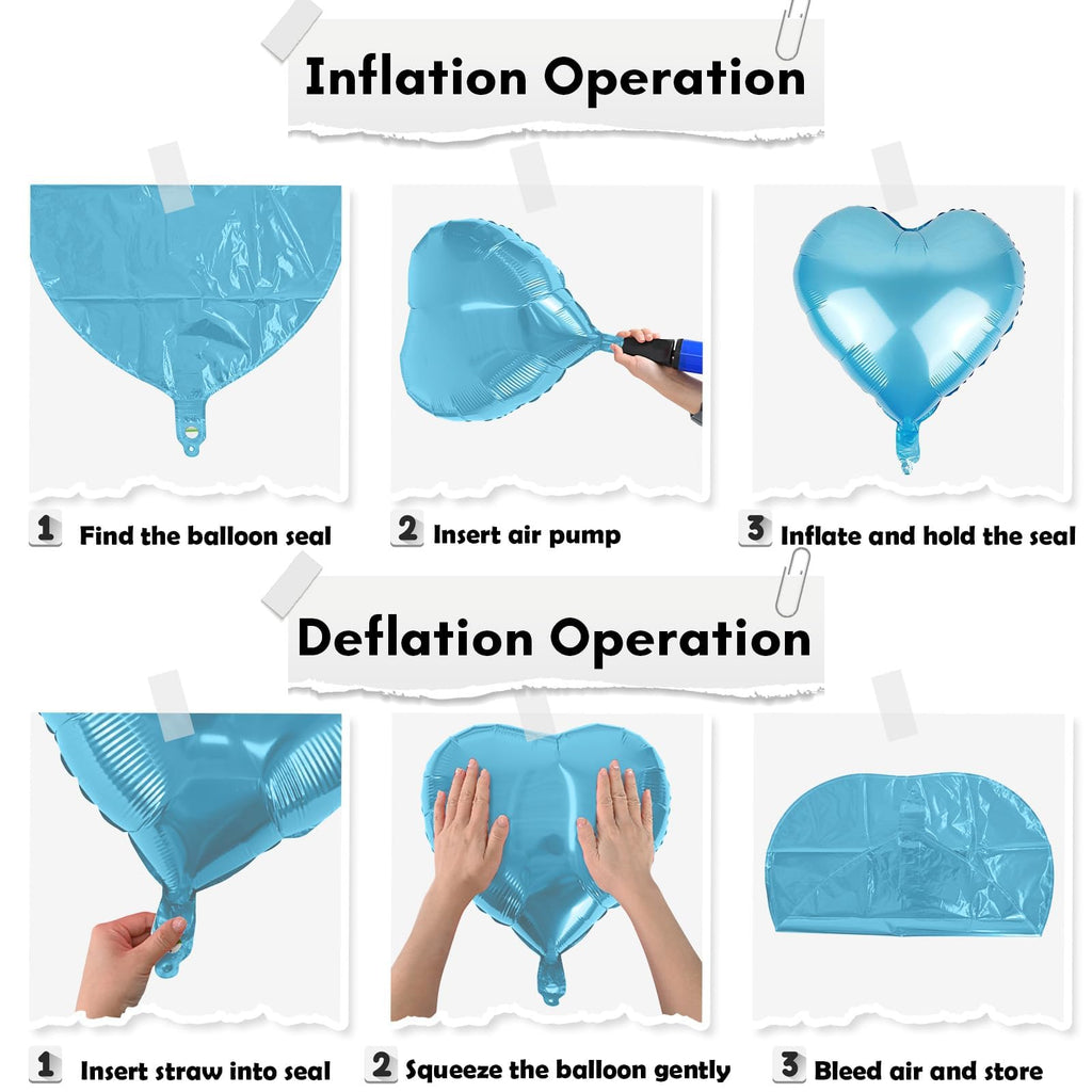 TAOYE Blue Heart Foil Balloons – 18 Inch Mixed Blue Hearts for Celebrations