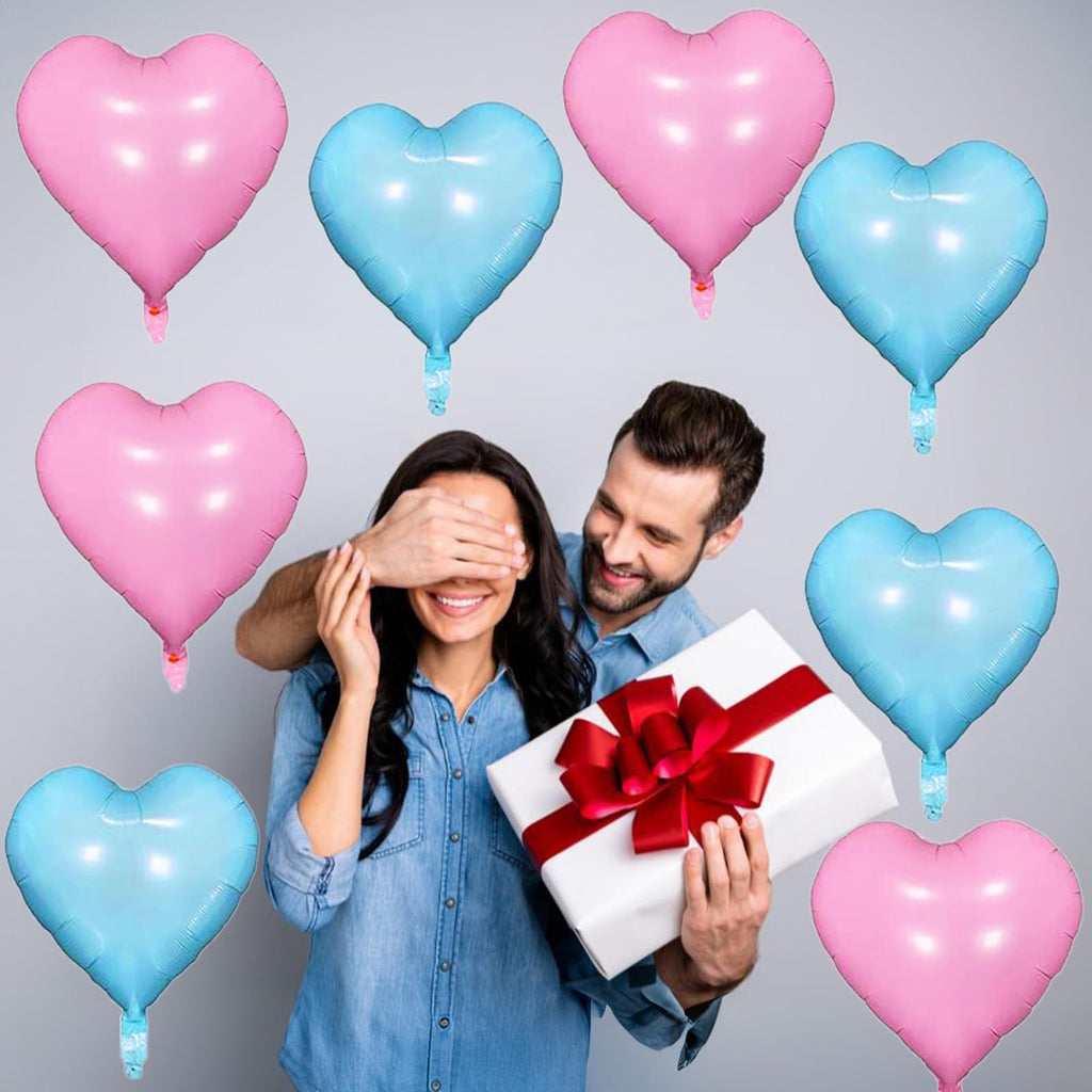 TAOYE Pink & Blue 18-Inch Heart Foil Balloons – Pastel Baby Shower & Gender Reveal Decor