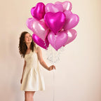 TAOYE Pink Mixed Heart Balloons 18in – 12pc Foil Heart Decorations