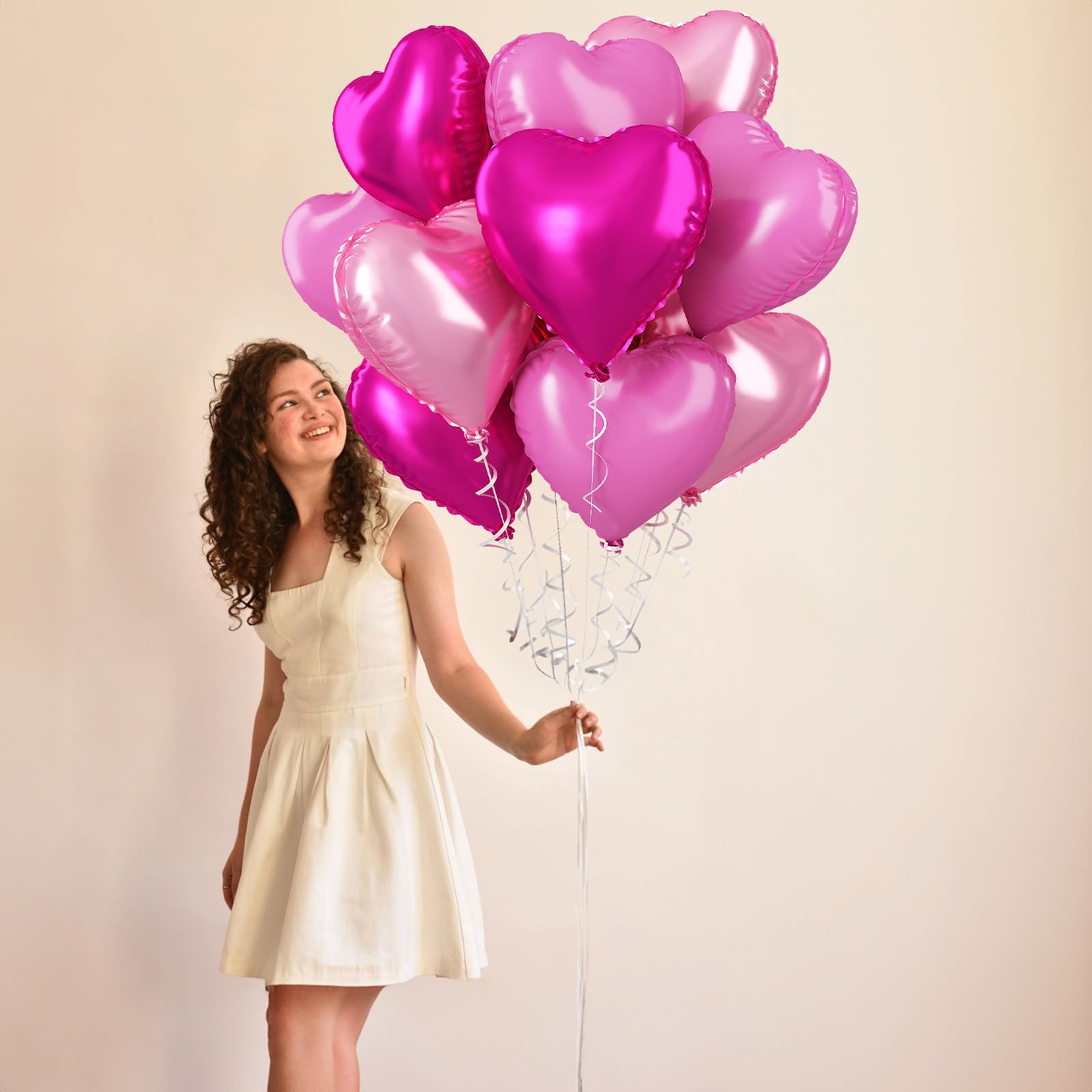 TAOYE Pink Mixed Heart Balloons 18in – 12pc Foil Heart Decorations