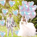 TAOYE Iridescent Heart Balloons — 9pc 18in Transparent Rainbow Heart Foil Balloons