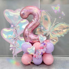 TAOYE Iridescent Heart Balloons — 9pc 18in Transparent Rainbow Heart Foil Balloons