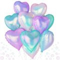 TAOYE Iridescent Heart Balloons – 12Pcs 18in Transparent Crystal Heart Foil Balloons