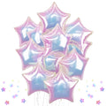 TAOYE Iridescent Star Balloons 18in – 9pc Gradient Crystal Foil Stars for Party Decor