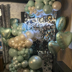 TAOYE Sage Green Heart Foil Balloons — 10-Pack Olive/Light Green Mylar Balloons for Parties