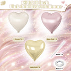 TAOYE Dusty Pink Cream Heart Balloons – 12pc 18in Foil Heart Balloon Set