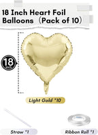 TAOYE Pastel Gold Heart Balloons – 10 Pcs, 18-inch Light Yellow Foil Heart Mylar Balloons
