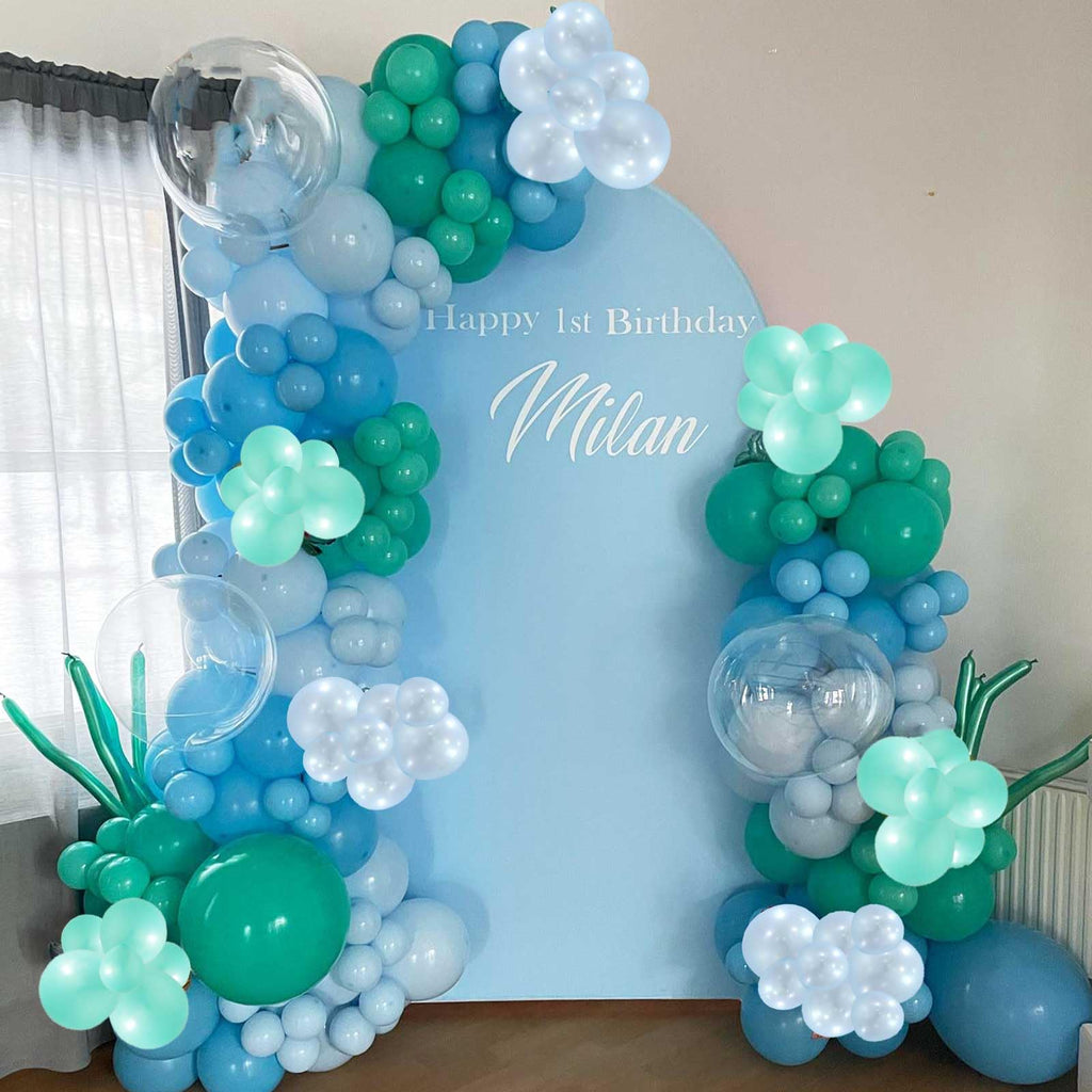TAOYE Teal Blue & White 12in Balloons – Under the Sea Ocean Party Decor