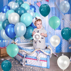 TAOYE Teal Blue & White 12in Balloons – Under the Sea Ocean Party Decor