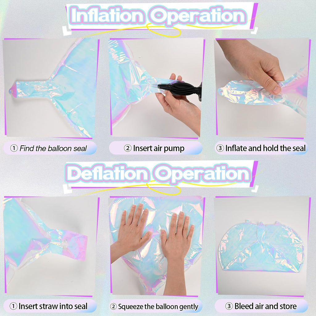 TAOYE Iridescent Heart Balloons – 12Pcs 18in Transparent Crystal Heart Foil Balloons