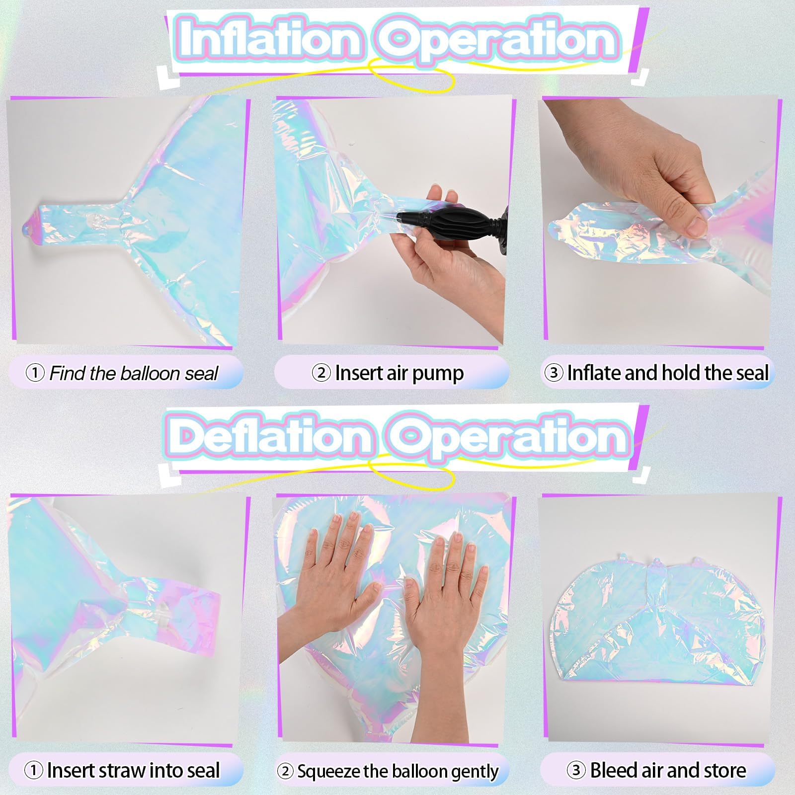 TAOYE Iridescent Heart Balloons – 12Pcs 18in Transparent Crystal Heart Foil Balloons