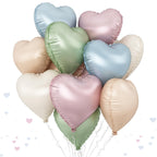 TAOYE Pastel Colorful Heart Foil Balloons – 10 Pack, 18-Inch Rainbow Hearts