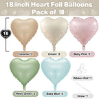 TAOYE Pastel Colorful Heart Foil Balloons – 10 Pack, 18-Inch Rainbow Hearts