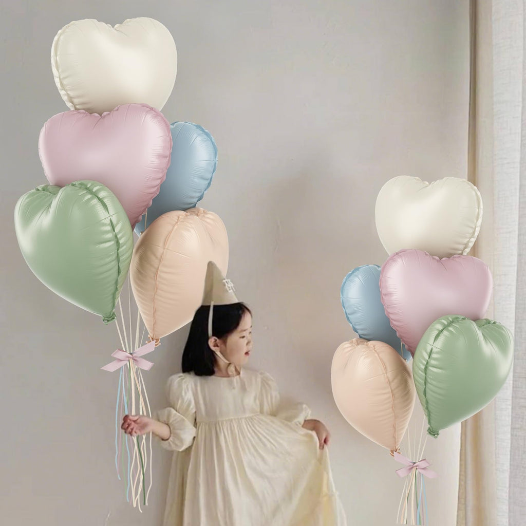 TAOYE Pastel Colorful Heart Foil Balloons – 10 Pack, 18-Inch Rainbow Hearts