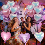 TAOYE Pink Purple Iridescent Heart Balloons – 12-Piece Pastel Foil Hearts for Party Decor