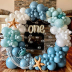 TAOYE Teal Blue & White 12in Balloons – Under the Sea Ocean Party Decor