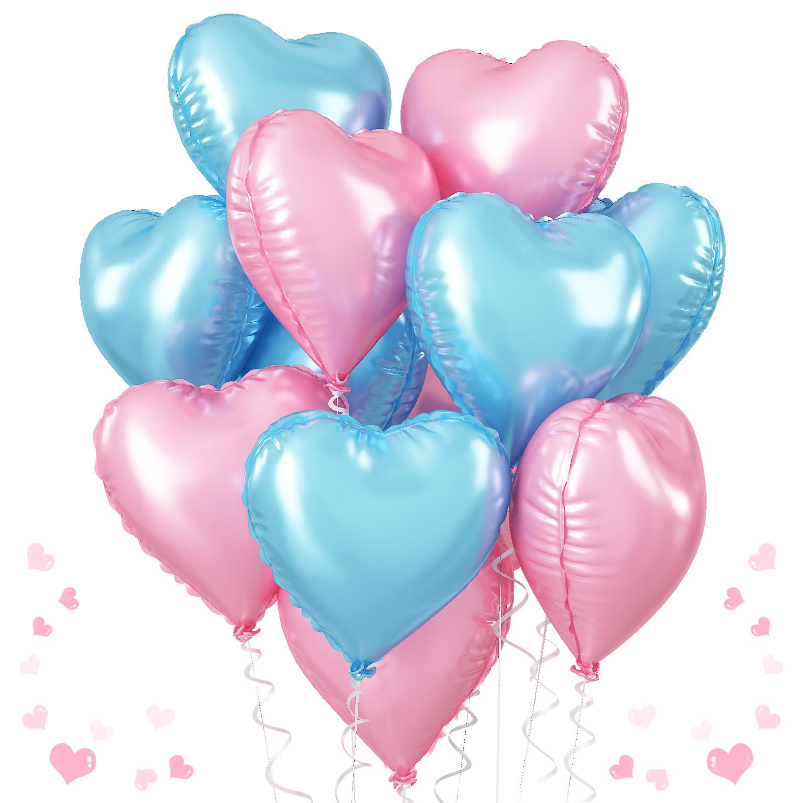 TAOYE Pink & Blue 18-Inch Heart Foil Balloons – Pastel Baby Shower & Gender Reveal Decor