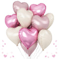 TAOYE Pink White Heart Balloons – 12 Pack 18in Pastel Foil Heart Balloons for Birthday, Baby Shower, Wedding