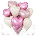 TAOYE Pink White Heart Balloons – 12 Pack 18in Pastel Foil Heart Balloons for Birthday, Baby Shower, Wedding