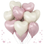 TAOYE Pink & Cream 18-Inch Heart Balloons - 10-Pack Foil Mylar for Boho Birthday, Baby Shower, Valentines