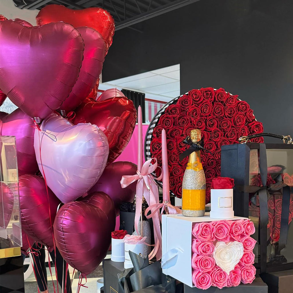 TAOYE Wine Red Heart Balloons – 18-Inch Foil Hearts, 12-Count Burgundy, Red, Pink & Rose Gold Party Decor