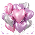 TAOYE Pink Purple Heart Foil Balloons 18in - 12ct for Birthday, Wedding, Valentines