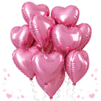 TAOYE Pink Heart Foil Balloons, 18-Inch, 10-Pack — Ideal for Weddings, Birthdays, Baby Showers