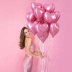 TAOYE Pink Heart Foil Balloons, 18-Inch, 10-Pack — Ideal for Weddings, Birthdays, Baby Showers