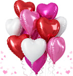 TAOYE Red Pink Heart Balloons, 18 Inch – 12 Pack Mylar Heart Foil Balloons for Birthday, Wedding, Valentine