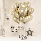 TAOYE Pastel Gold Heart Balloons – 10 Pcs, 18-inch Light Yellow Foil Heart Mylar Balloons