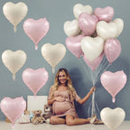 TAOYE Pink & Cream 18-Inch Heart Balloons - 10-Pack Foil Mylar for Boho Birthday, Baby Shower, Valentines