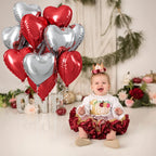 TAOYE Red & Silver Heart Balloons – 18 Inch Foil Hearts, Pack of 10