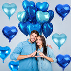 TAOYE Blue Heart Foil Balloons – 18 Inch Mixed Blue Hearts for Celebrations