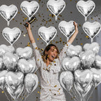 TAOYE Silver Heart Foil Balloons – 10 Pack, 18-Inch Mylar Balloons for Birthday, Valentine, Wedding & Party Decor