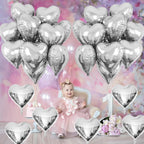 TAOYE Silver Heart Foil Balloons – 10 Pack, 18-Inch Mylar Balloons for Birthday, Valentine, Wedding & Party Decor