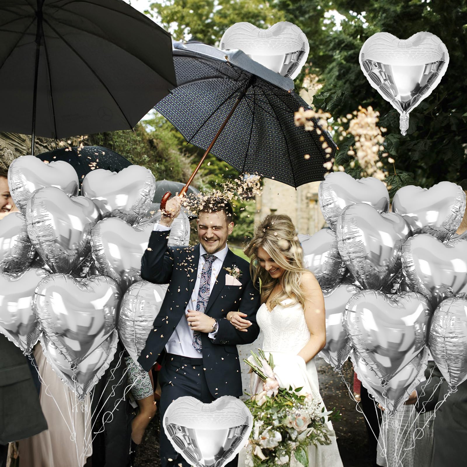 TAOYE Silver Heart Foil Balloons – 10 Pack, 18-Inch Mylar Balloons for Birthday, Valentine, Wedding & Party Decor