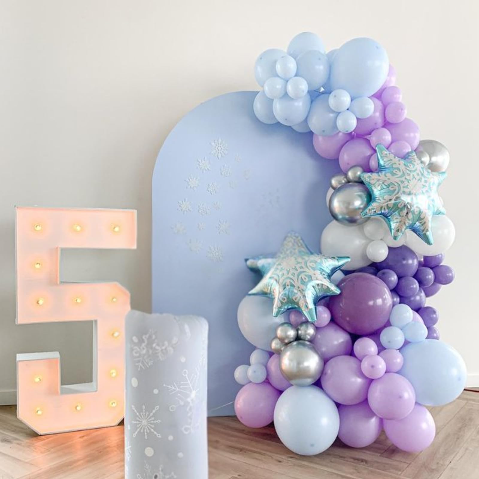 TAOYE Snowflake Balloon Arch Kit – Metallic Blue Purple Silver Balloons for Winter Wonderland Party