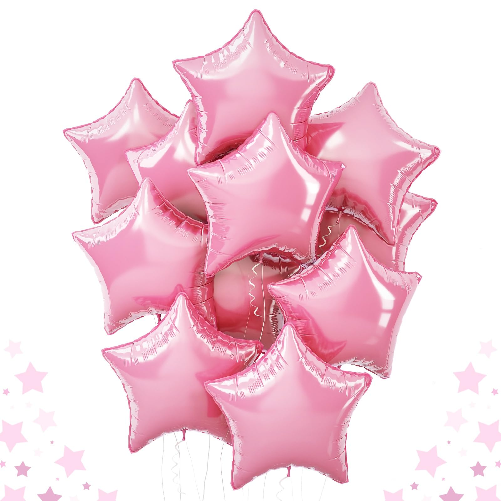 TAOYE Star Foil Balloons - 18-inch Light Pink Aluminum Star Balloons, 10-Pack for Birthday, Wedding, Baby Shower