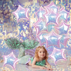 TAOYE Iridescent Star Balloons 18in – 9pc Gradient Crystal Foil Stars for Party Decor