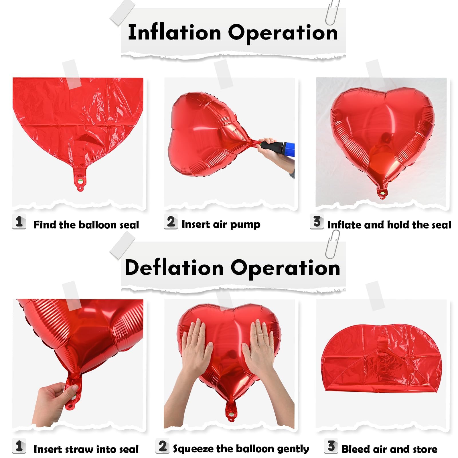 TAOYE Red & Silver Heart Balloons – 18 Inch Foil Hearts, Pack of 10