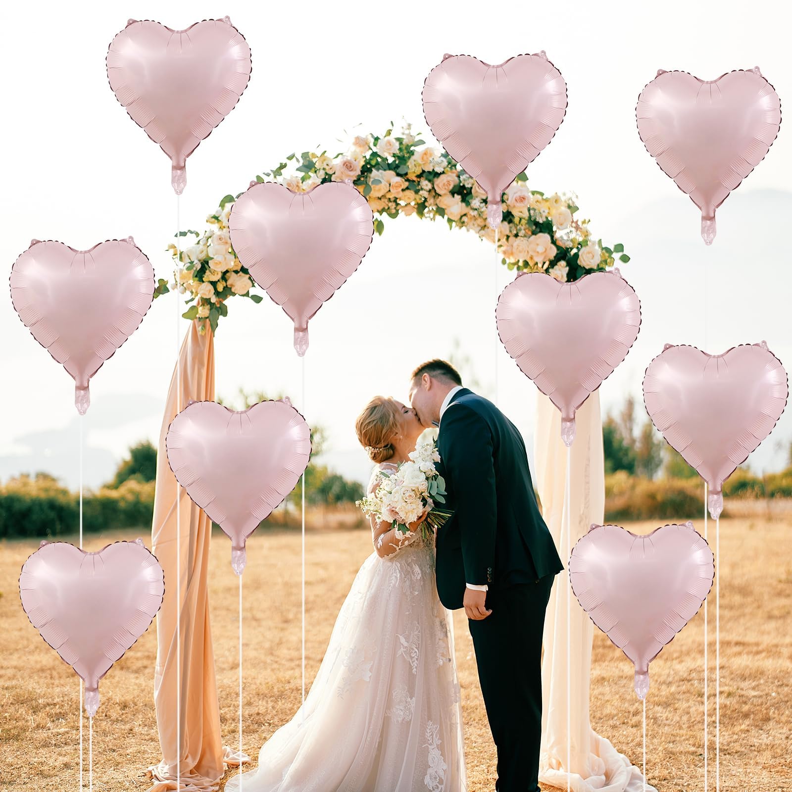 TAOYE Baby Pink Heart Balloons 18-Inch 12-Pack Pearl Mylar Hearts – Birthday, Wedding, Baby Shower