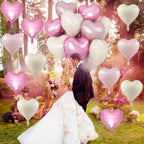 TAOYE Pink White Heart Balloons – 12 Pack 18in Pastel Foil Heart Balloons for Birthday, Baby Shower, Wedding