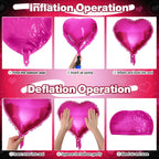 TAOYE Pink & Black Heart Foil Balloons – 12 Pack, 18in Hearts for Parties