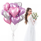 TAOYE Pink Purple Heart Foil Balloons 18in - 12ct for Birthday, Wedding, Valentines