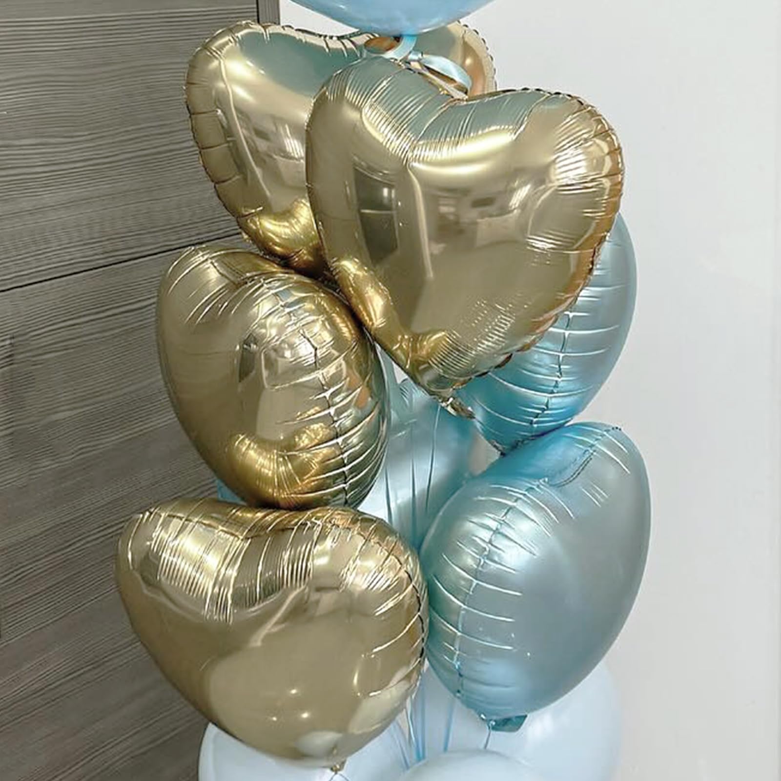 TAOYE Pastel Gold Heart Balloons – 10 Pcs, 18-inch Light Yellow Foil Heart Mylar Balloons