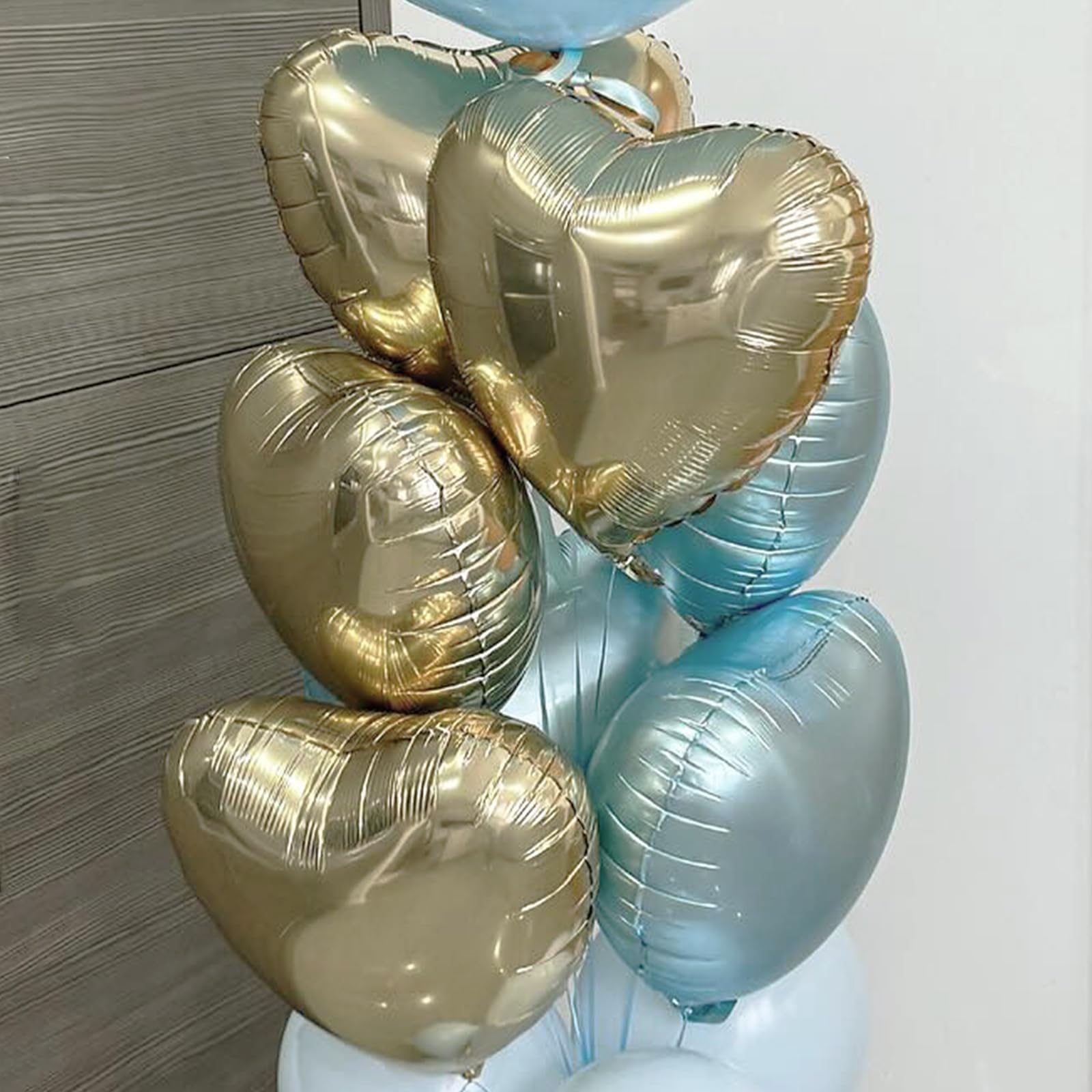 TAOYE Baby Blue Heart Foil Balloons – 18in 10-Pack for Birthday, Baby Shower & More