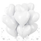 TAOYE White Heart Foil Balloons 18 Inch – 12 Pack for Weddings, Birthdays, Baby Showers
